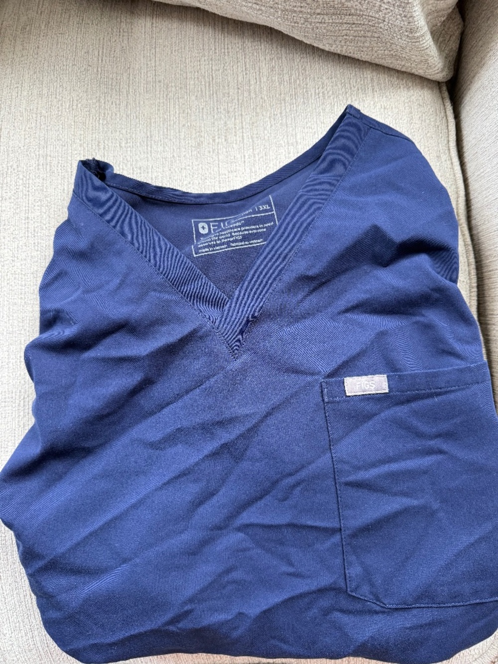 FIGS Catarina Scrub Top – Navy Blue | Size 3XL